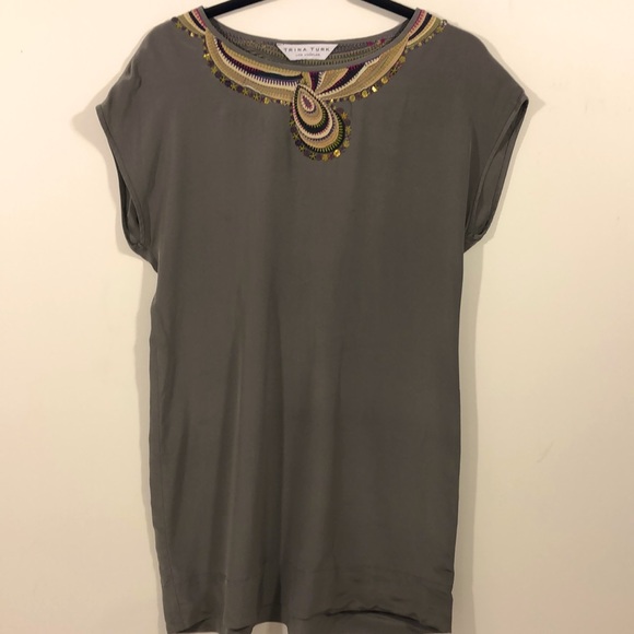 🆕Trina Turk>Silk thread and sequin collar dress - Picture 6 of 11